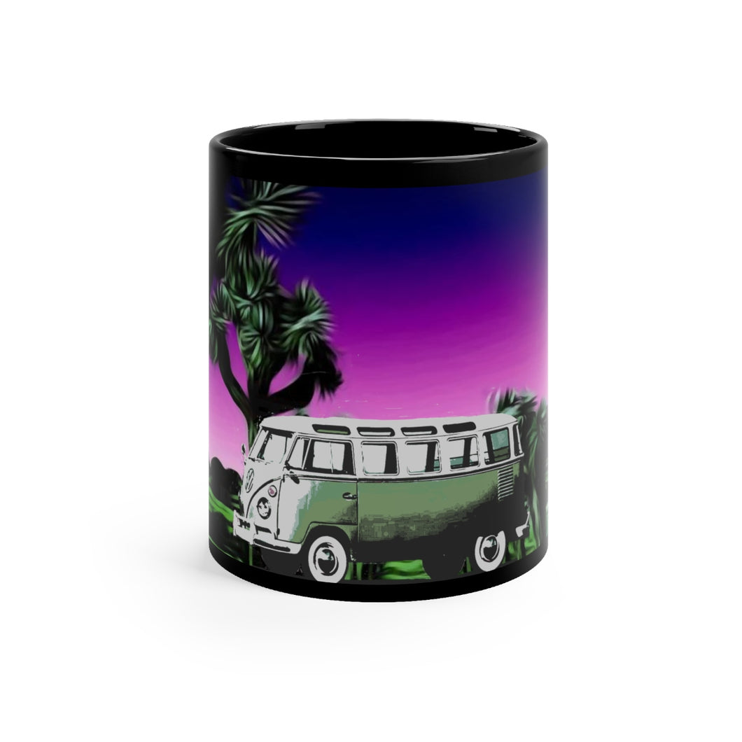 Desert Sunset Trip (vw bus)black mug 11oz